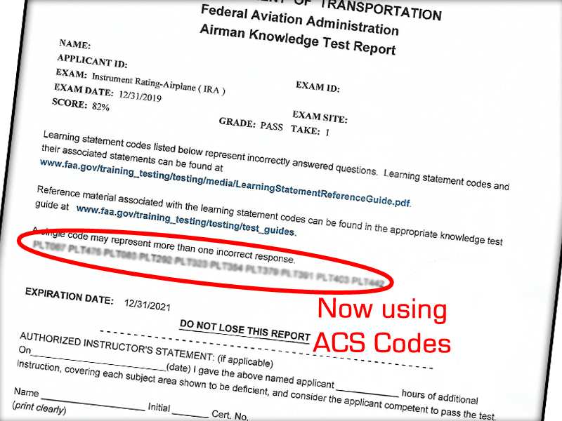 FAA moves from PLT to ACS (Airman Certification Standards) for test reports